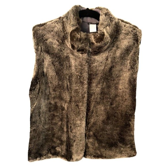 Gray Faux Fur Vest La Fete Size 2XL 3XL Plus Zipper Full Zip Up Sexy Sleeveless - Picture 2 of 9